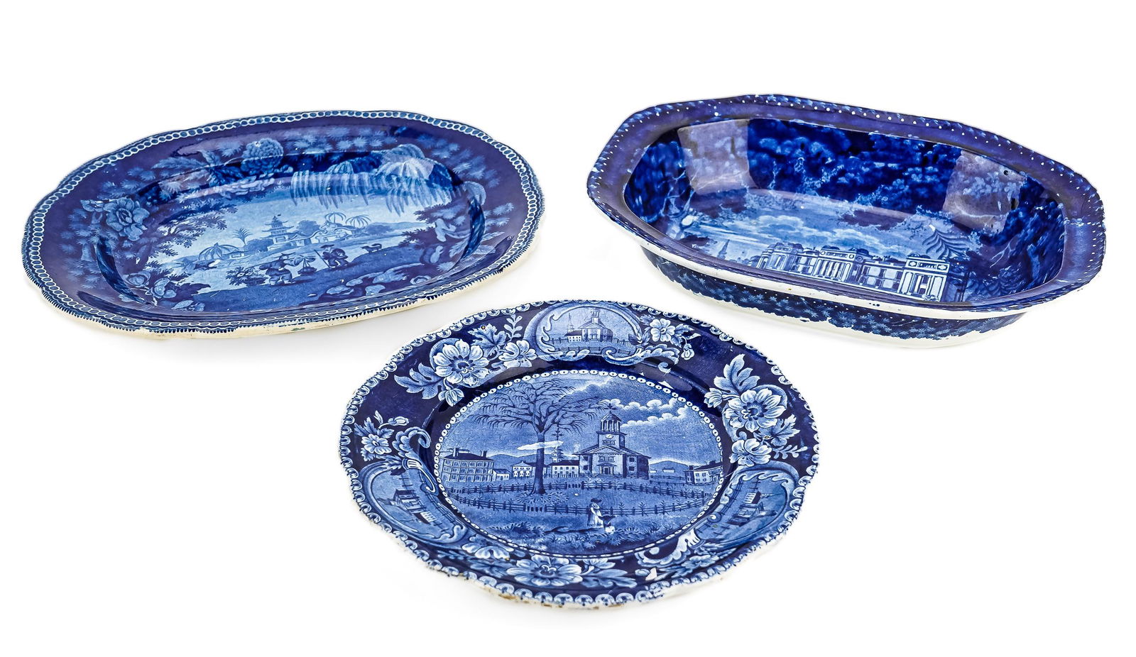 3 pcs. Deep Blue Staffordshire Porcelain (1 of 5)