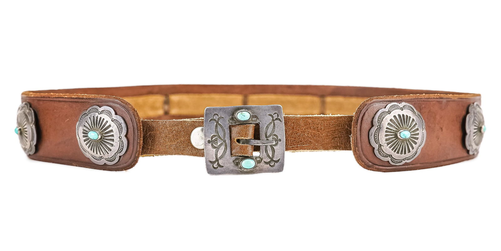 Mid 20th c Navajo Silver Concho Belt (1 of 4)