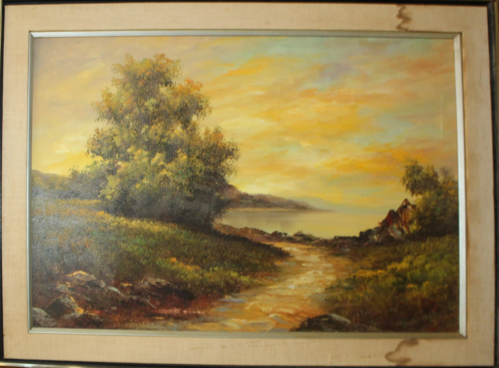 20th c Commercial Landscape: 20th c Commercial Landscape signed Cabbetti lower left 24 x 36" - #0 x 42" as framed.