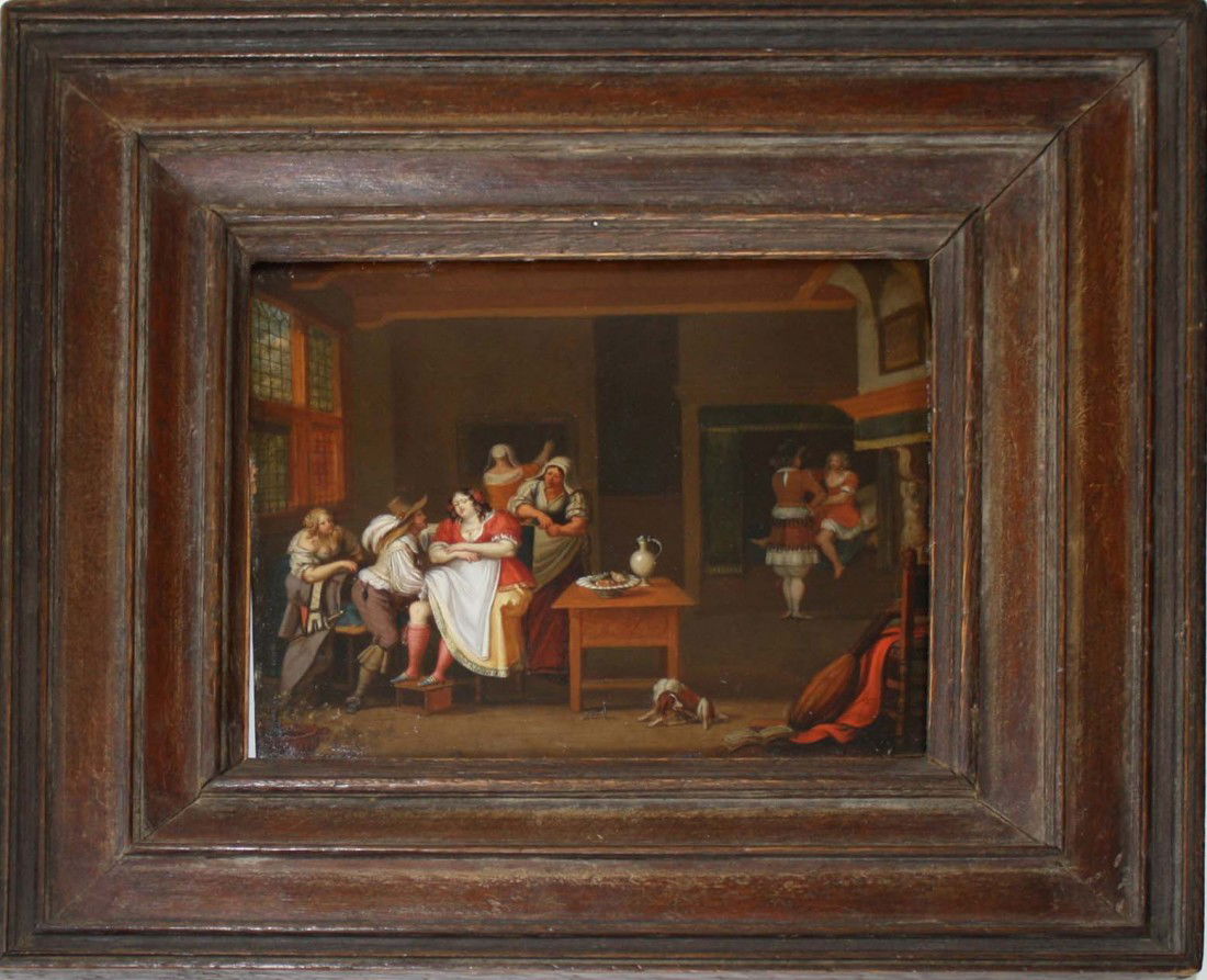 17 th c Mattais Dietrich oil on copper A Bawdy Brot: 17 th c Mattais Dietrich oil on copper A Bawdy Brothel Interior 9 x 7 inch