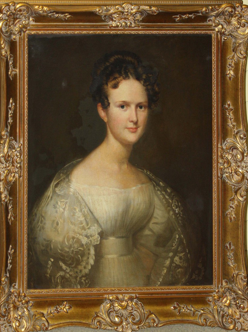 ca 1830 o/c portrait of Amanda Northrop Cox- New : ca 1830 o/c portrait of Amanda Northrop Cox- New Haven CT- 30 x 24 inches