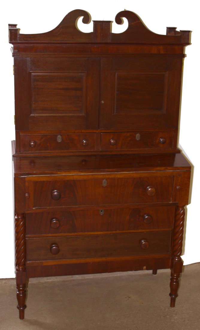 diminutive Sheraton blind door mahogany secretary: diminutive Sheraton blind door mahogany secretary