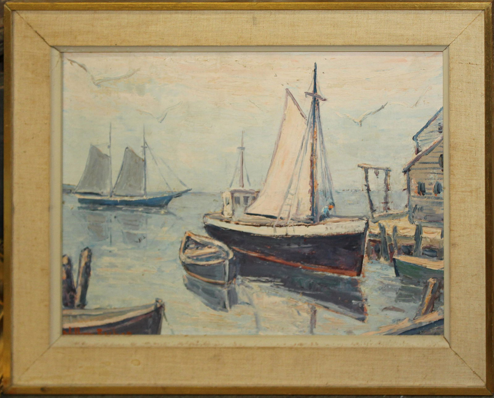 William Fisher (AM 1891-1985) Rockport Seascape: William Fisher (American 1891-1985) Rockport School Seascape - 11 x 15" 16 x 19" as framed.