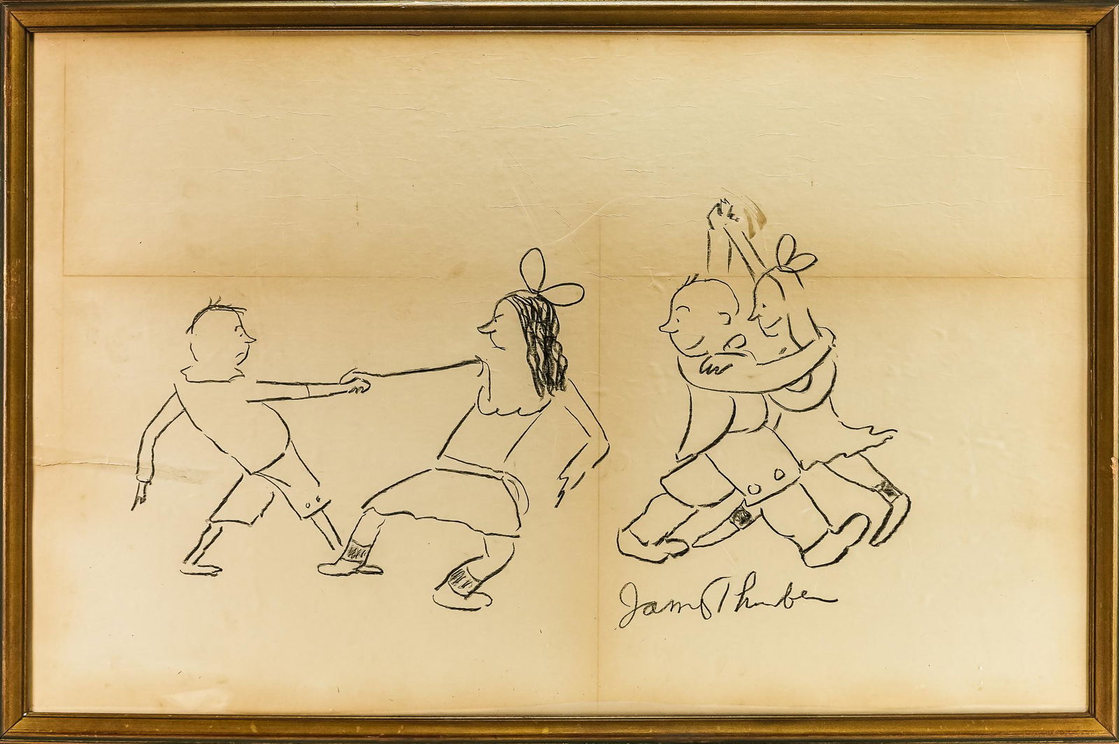 James Thurber Large Signed Drawing (1 of 2)