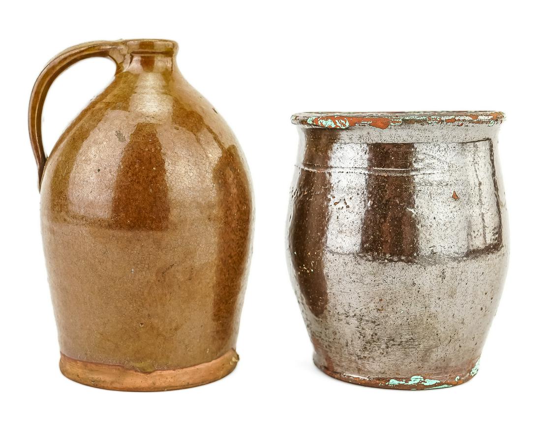 Early Small Redware Ovoid Crock and Jug (1 of 5)