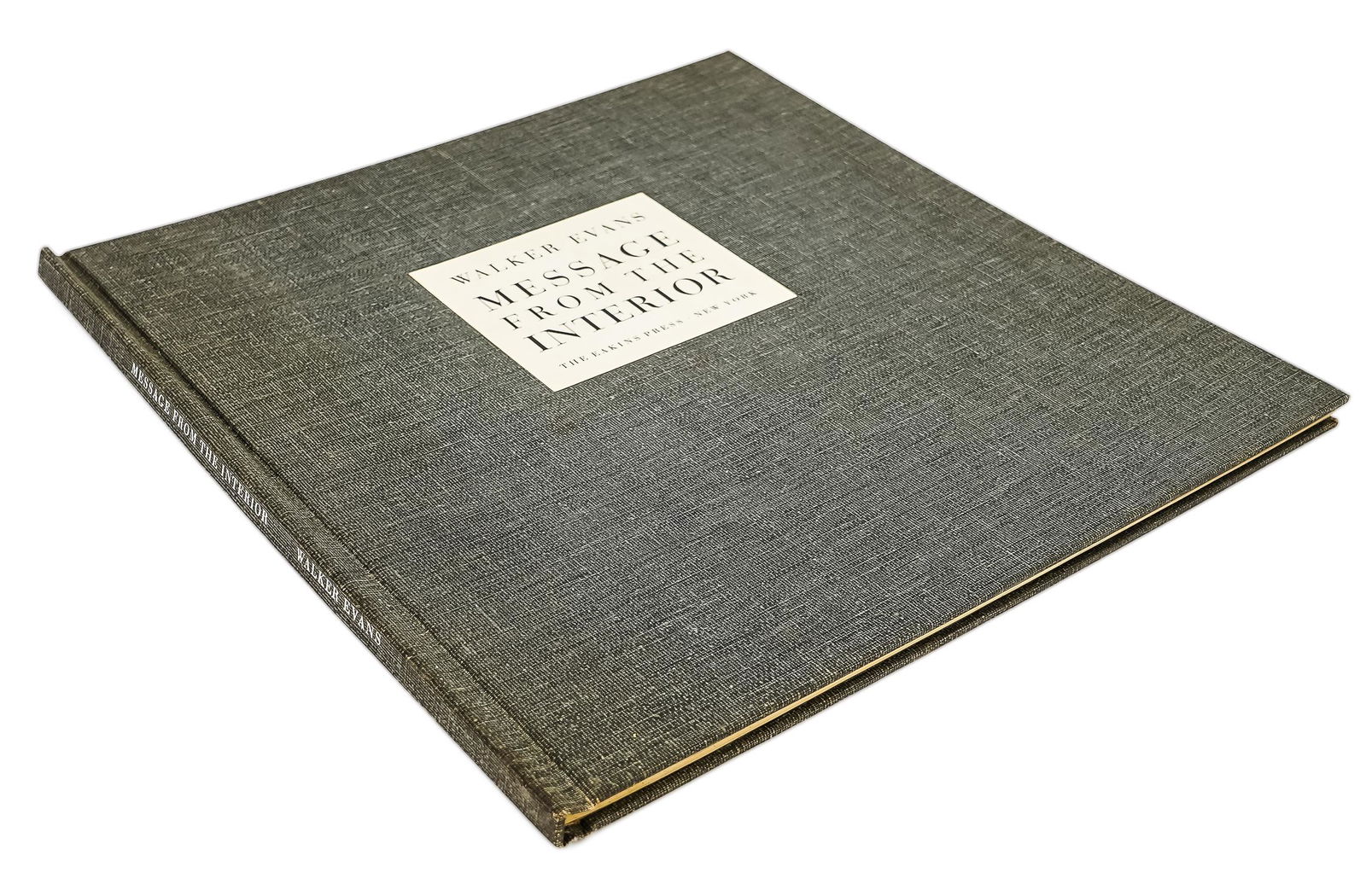 1966 Walker Evans Message from the Interior: 1966 Walker Evans "Message from the Interior" (1st edition), The Eakins Press, New York, inscribed to "John K affectionately Walker" (John Kouwenhoven, Walker Evans), very good condition, 14 1/2" x 14