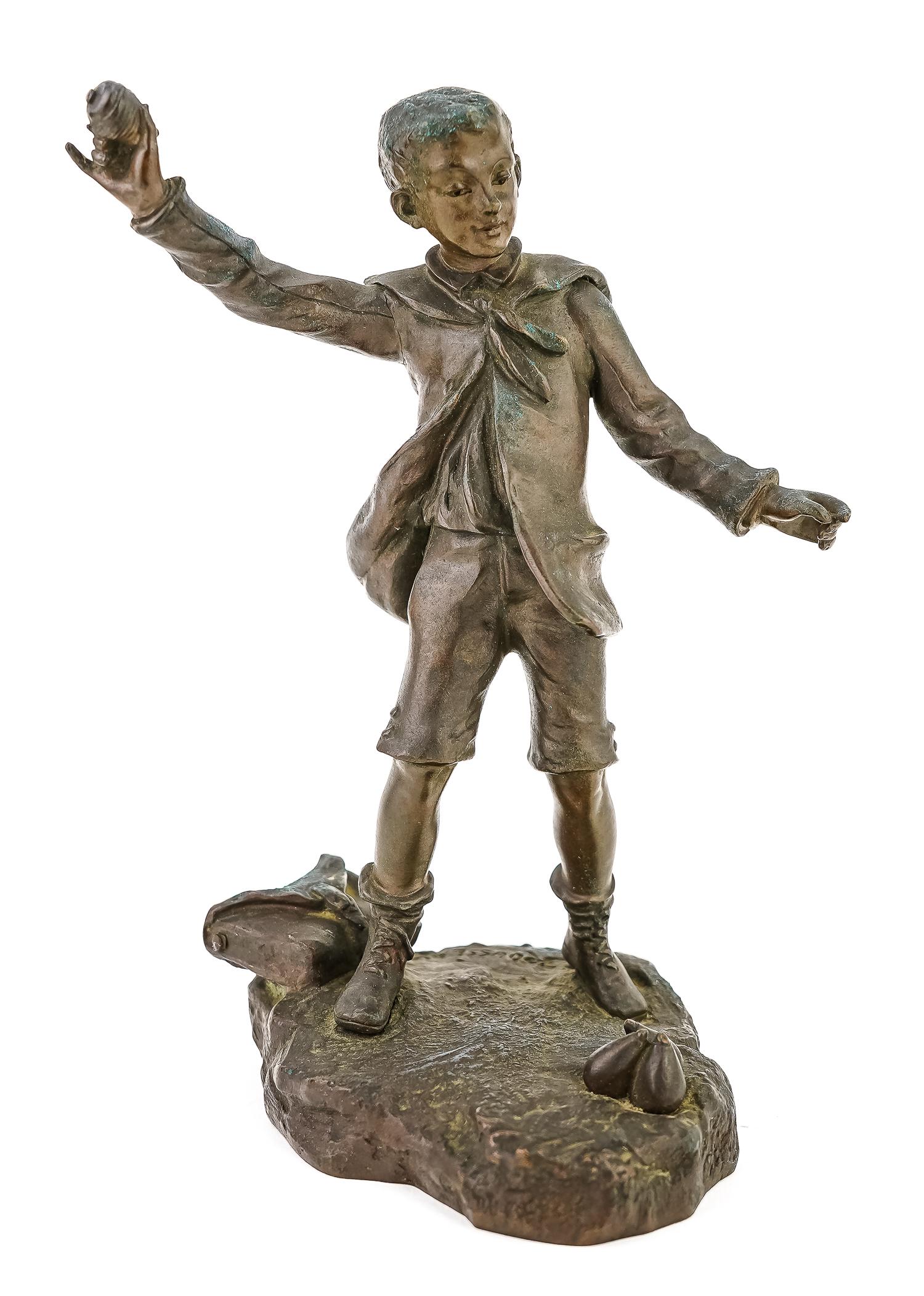 After Victor Rousseau Bronze Boy: After Victor Rousseau (1865- 1954) signed patinated bronze boy, note on bottom, ht 8"
