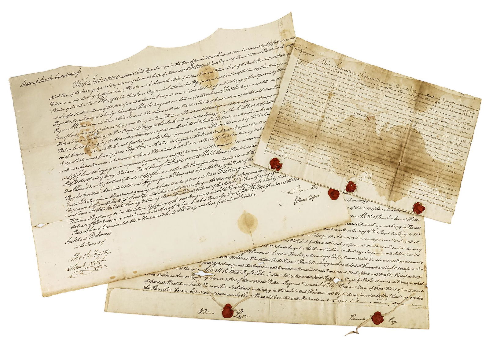 1784, 1785 State of South Carolina Land Indentures (1 of 8)