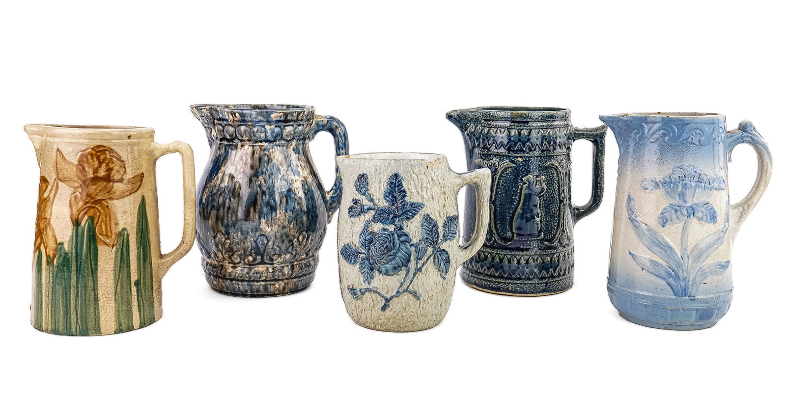 5 Antique Pottery Kitchen Pitchers (1 of 2)