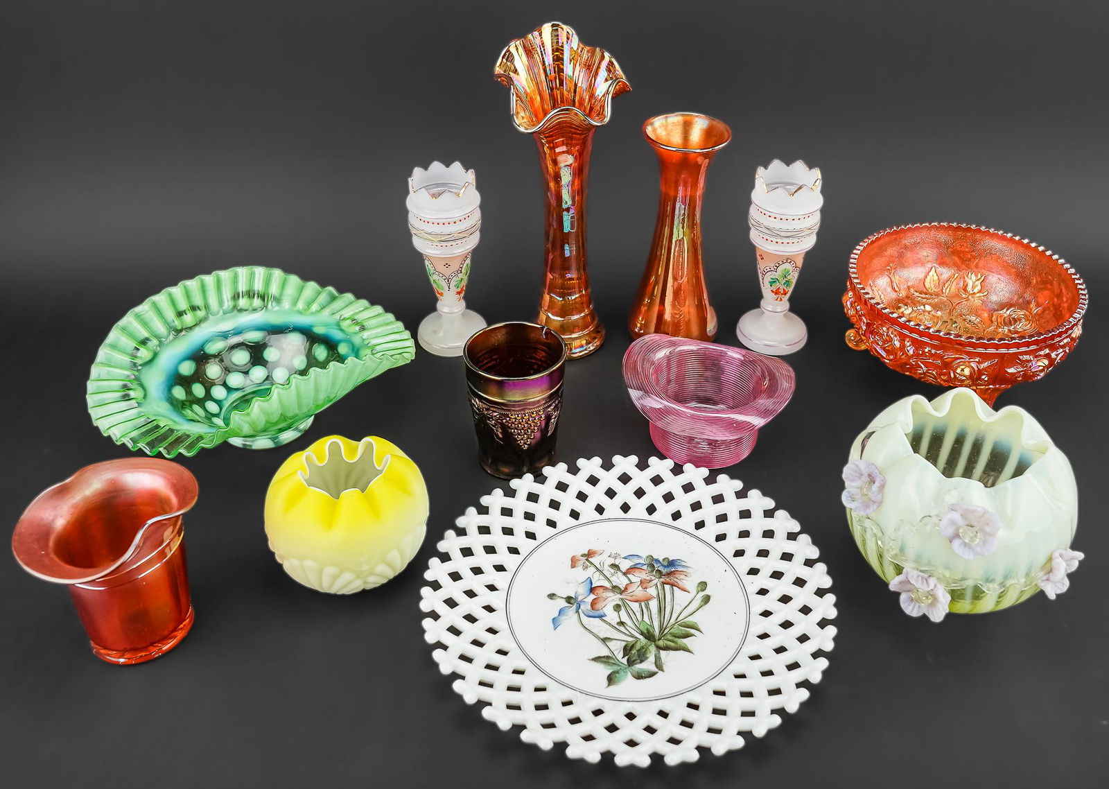Collection of Victorian Colored Art Glass (1 of 2)