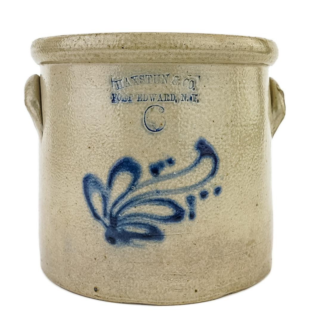Haxton & Co, Ft Edward, NY Blue Decorated Crock (1 of 4)