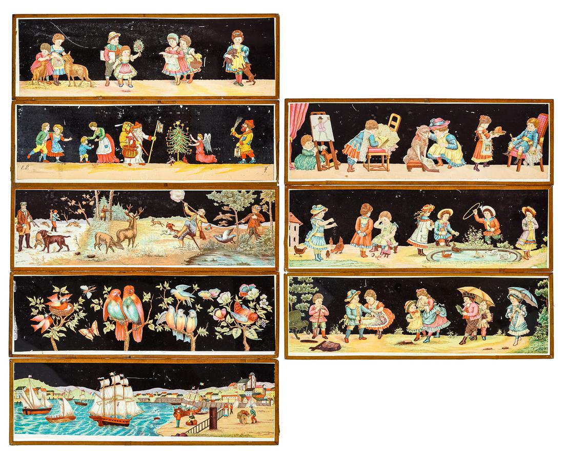 Set of 8 Hand Colored Magic Lantern Slides (1 of 4)
