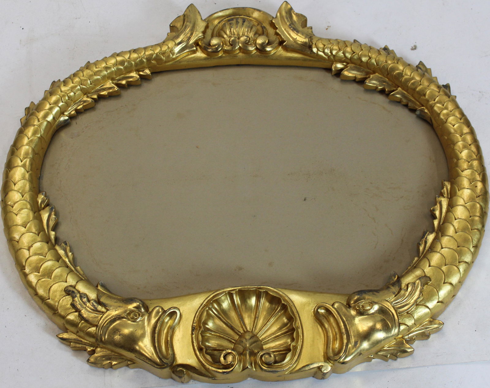 Gilt Carved Dolphin Overmantle Mirror Frame (1 of 1)