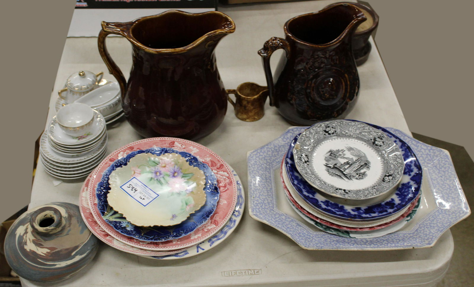 Lot of Porcelain and Pottery incl. Rockingham (1 of 5)