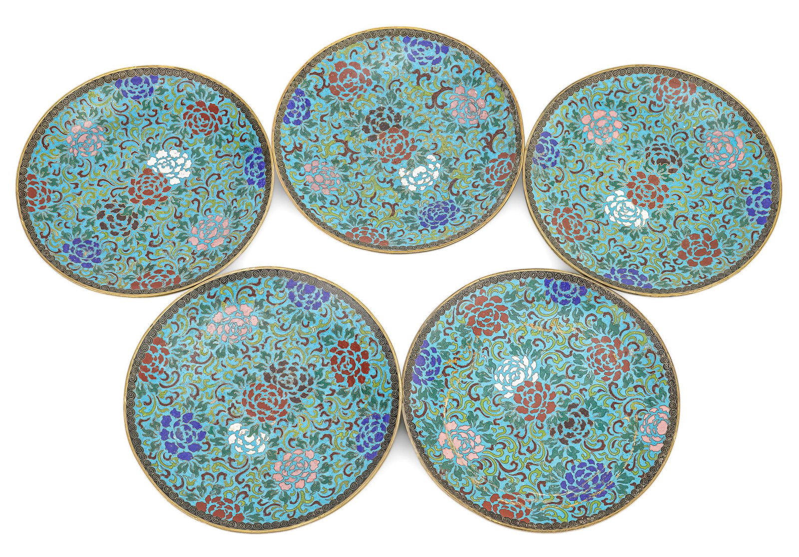 Early 20th c Chinese Cloisonne Plates (1 of 4)