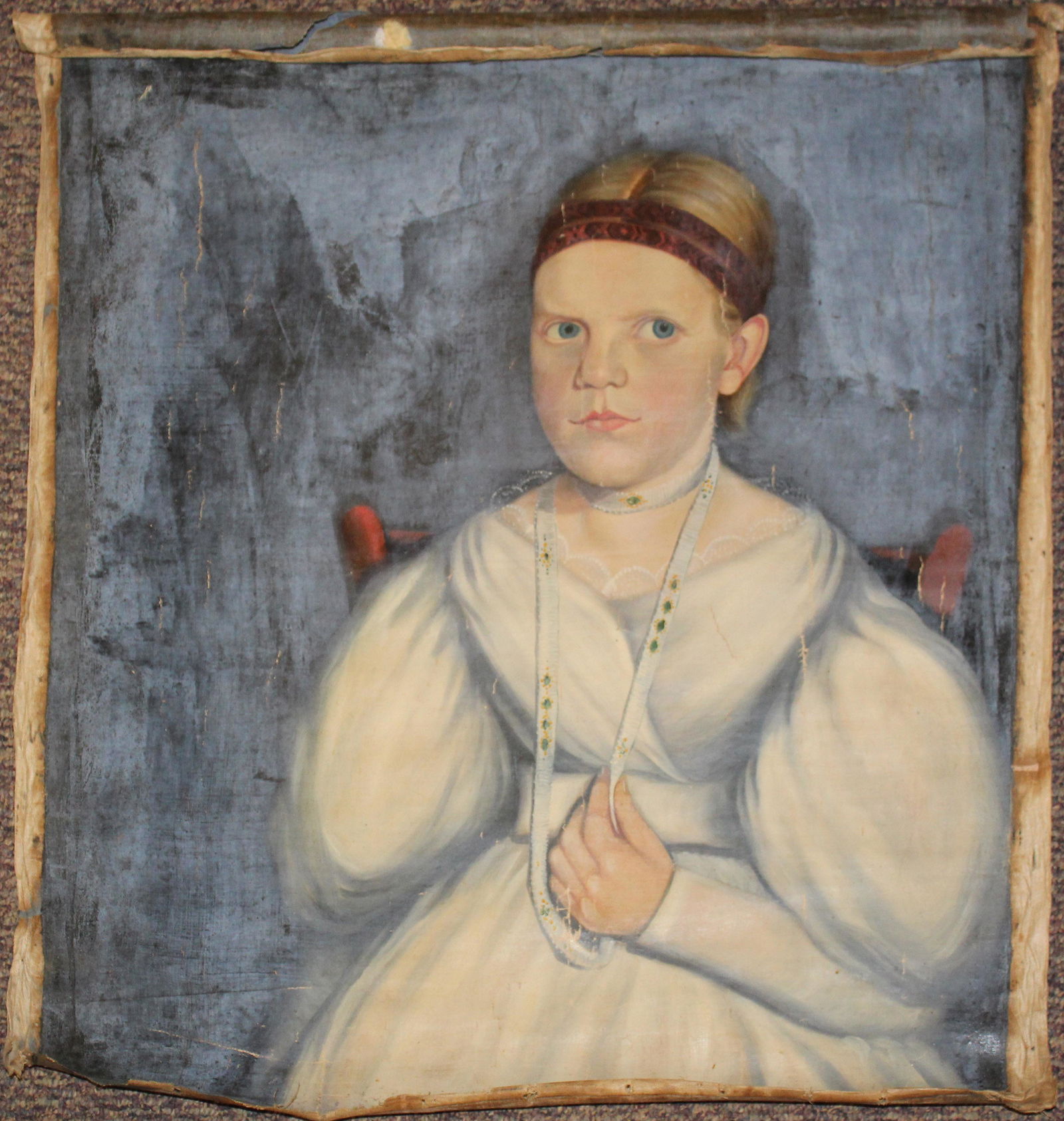 Attr. Zedikiah Belknap (VT 1781-1858) Portrait of a girl (1 of 3)