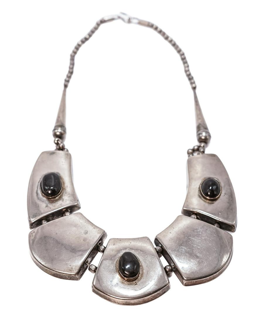 Mexican Mid-Century Silver & Onyx Necklace (1 of 3)