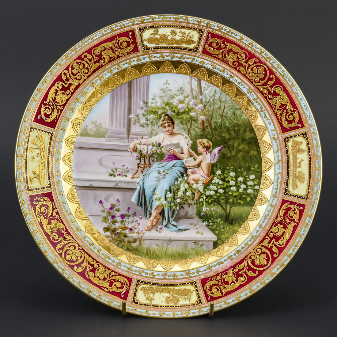 19th c. Royal Vienna Austrian Porcelain Cabinet Plate (1 of 4)