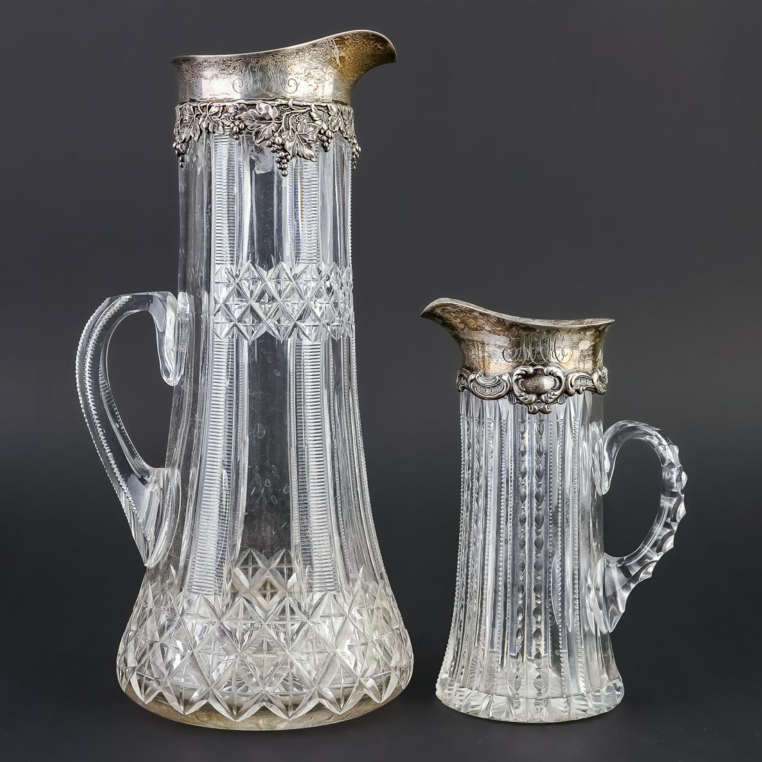 2 Sterling Mounted Brilliant Cut Glass Pitchers (1 of 3)