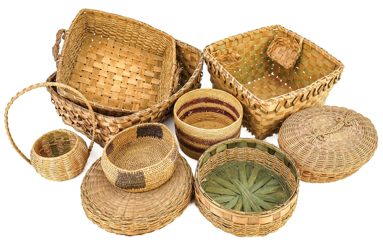 Late 19th c Baskets including Sweetgrass (1 of 2)