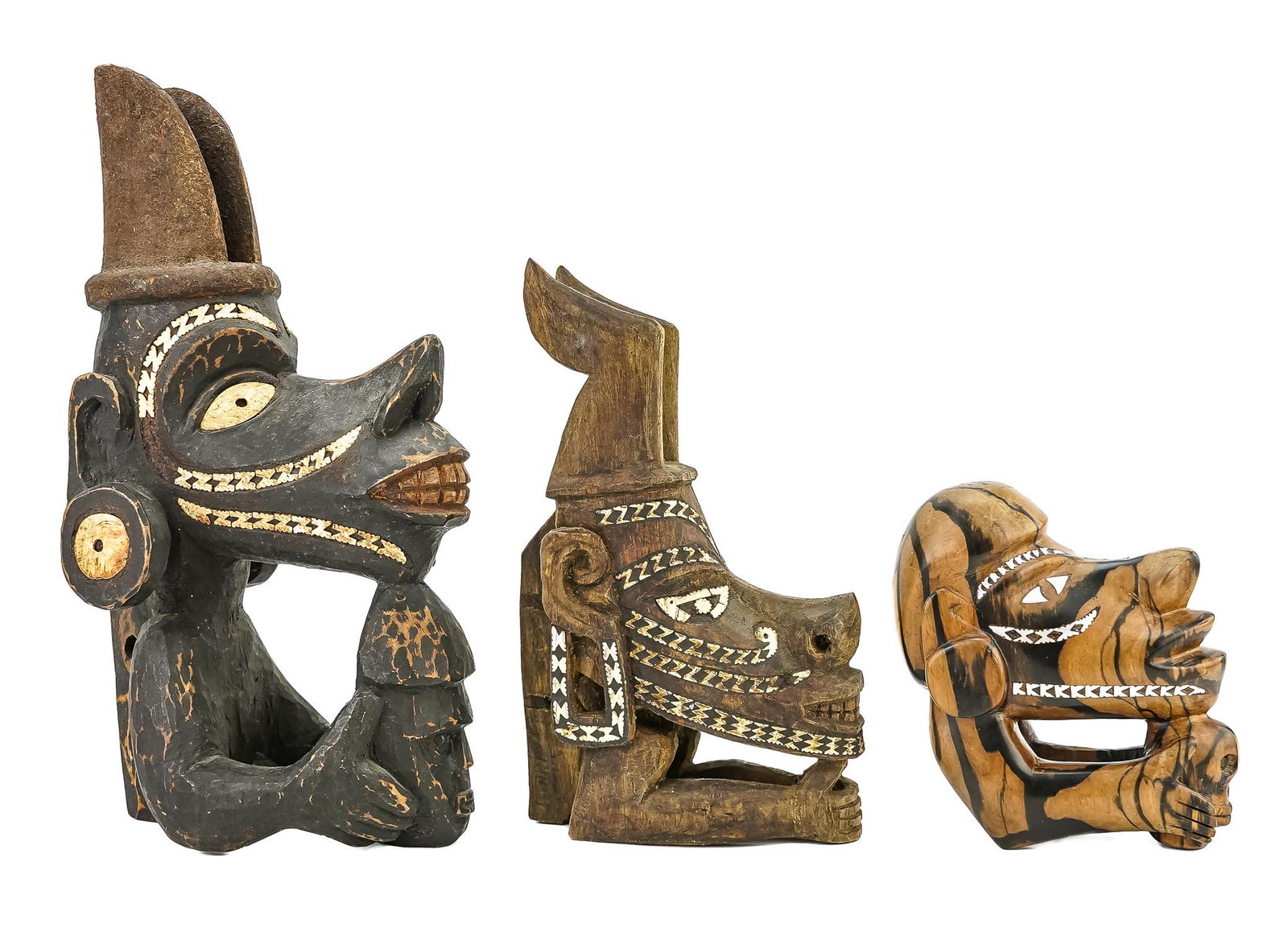 Three Nguzu Nguzu Canoe Prows (1 of 3)