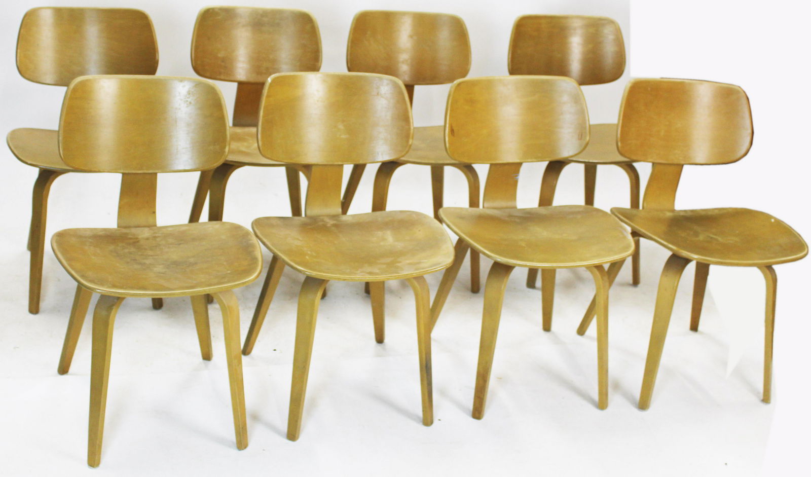 Set of 8 Thonet MCM Plywood Chairs: Set of 8 Bruno Weil for Thonet Mid-Century Modern bent plywood chairs, ht 32 1/2"