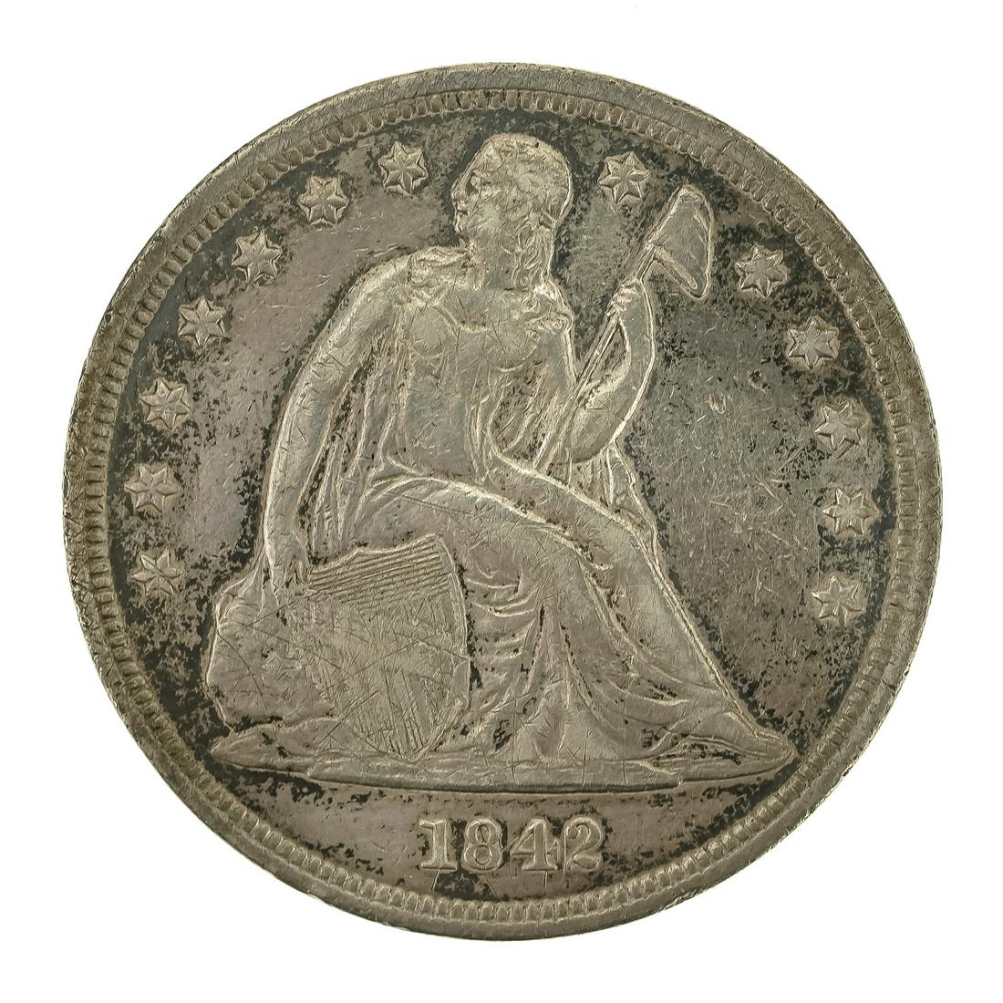 1842 US Seated Liberty Silver Dollar (1 of 3)