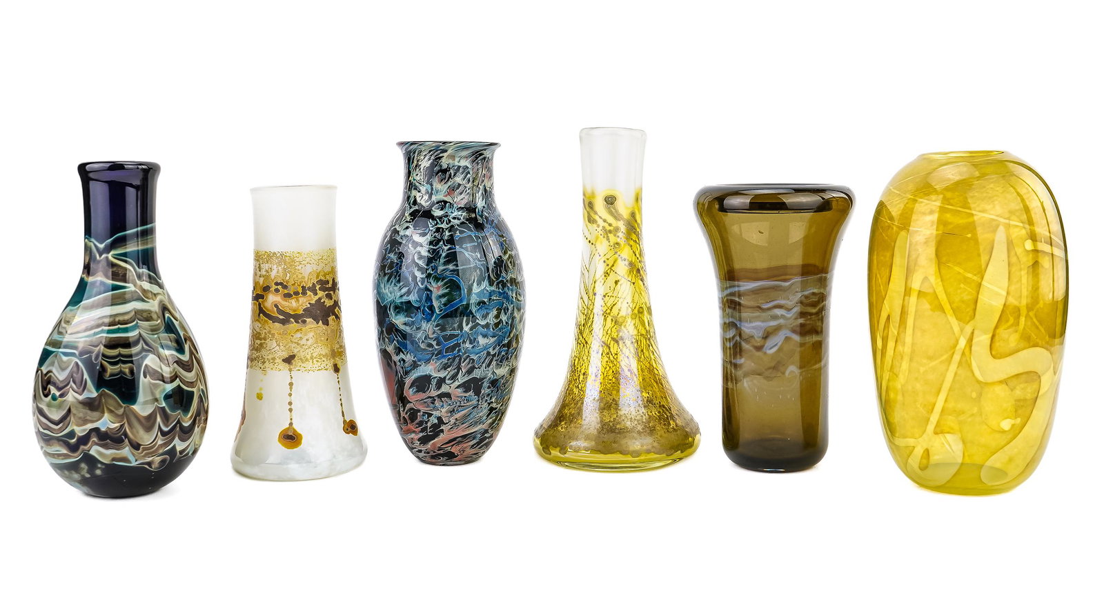 6 Fine Contemporary Studio Art Glass Vases (1 of 2)