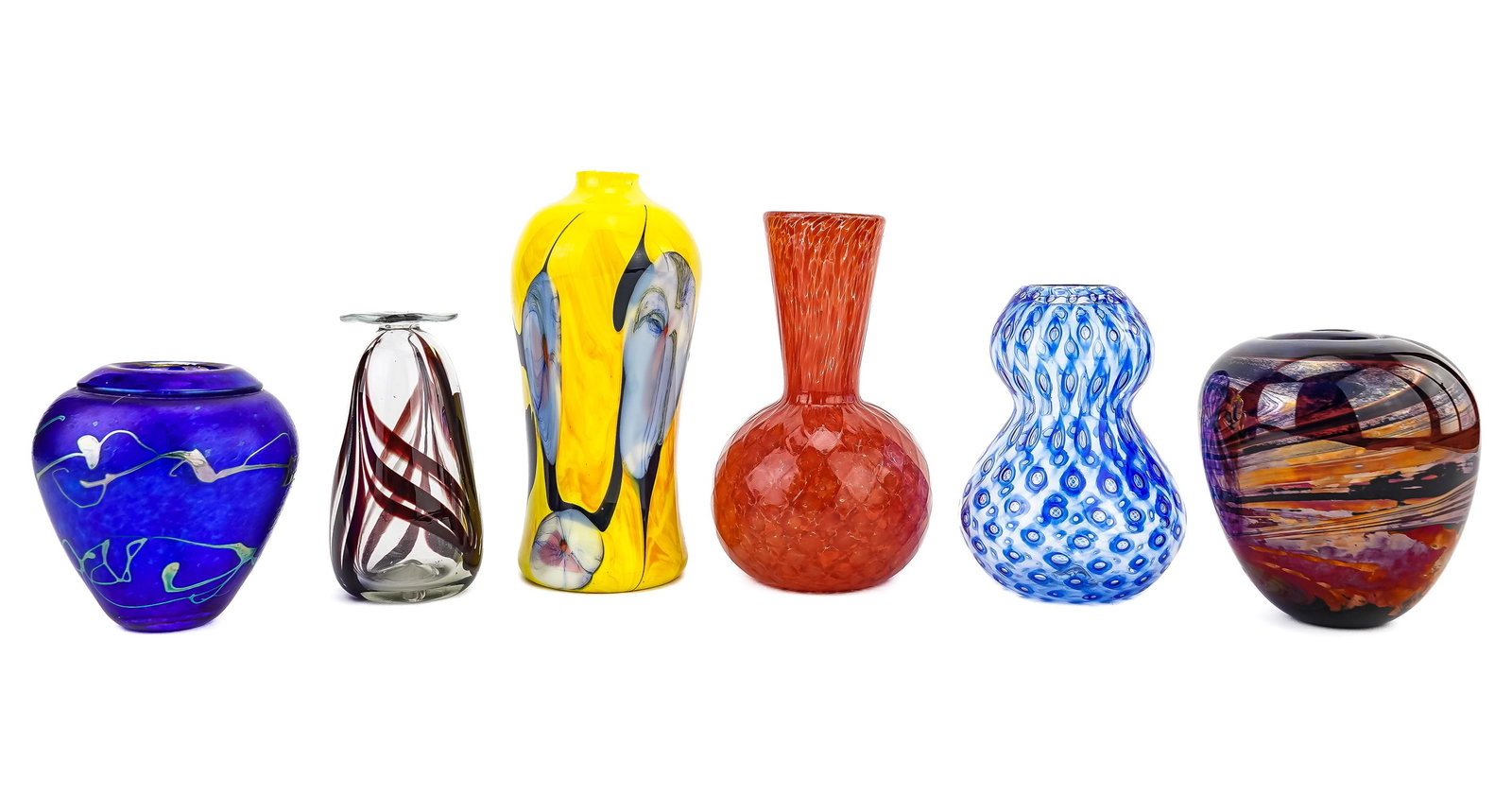 6 Fine Contemporary Studio Art Glass Vases (1 of 2)