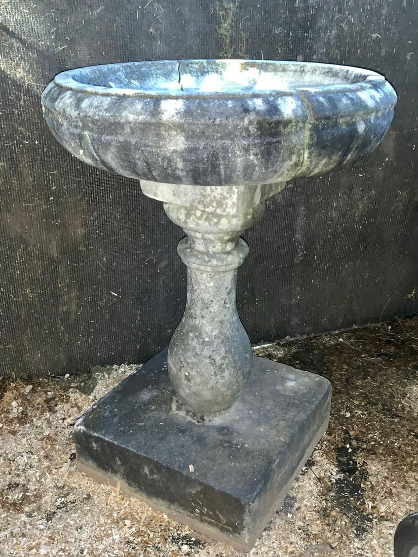 19th c. Marble Bird Bath: 19th c marble bird bath in two sections. 35" high. Several hundred pounds. Local pick up recommended.