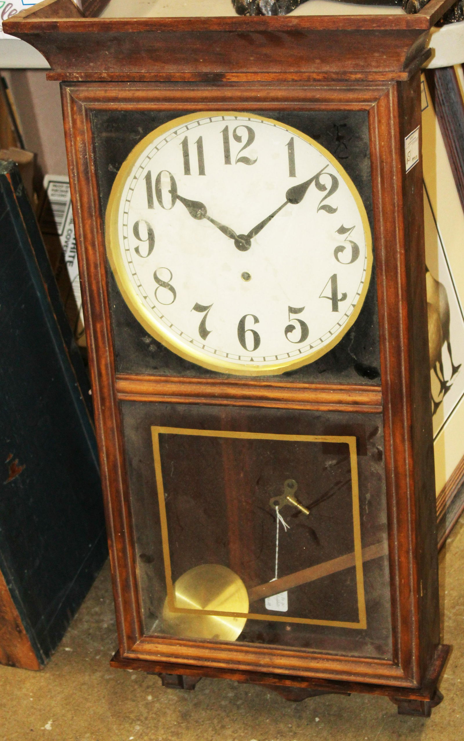 Gilbert Oak Regulator Wall Clock: Gilbert oak regulator wall clock, ht 35"