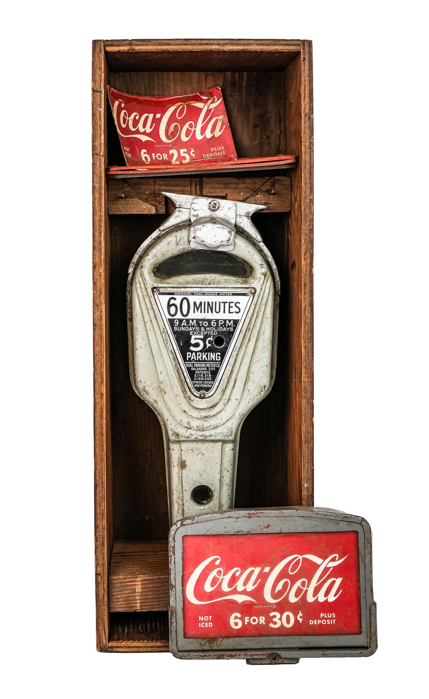 Carl Magee Parking meter case with Coke Topper Advertising (1 of 3)