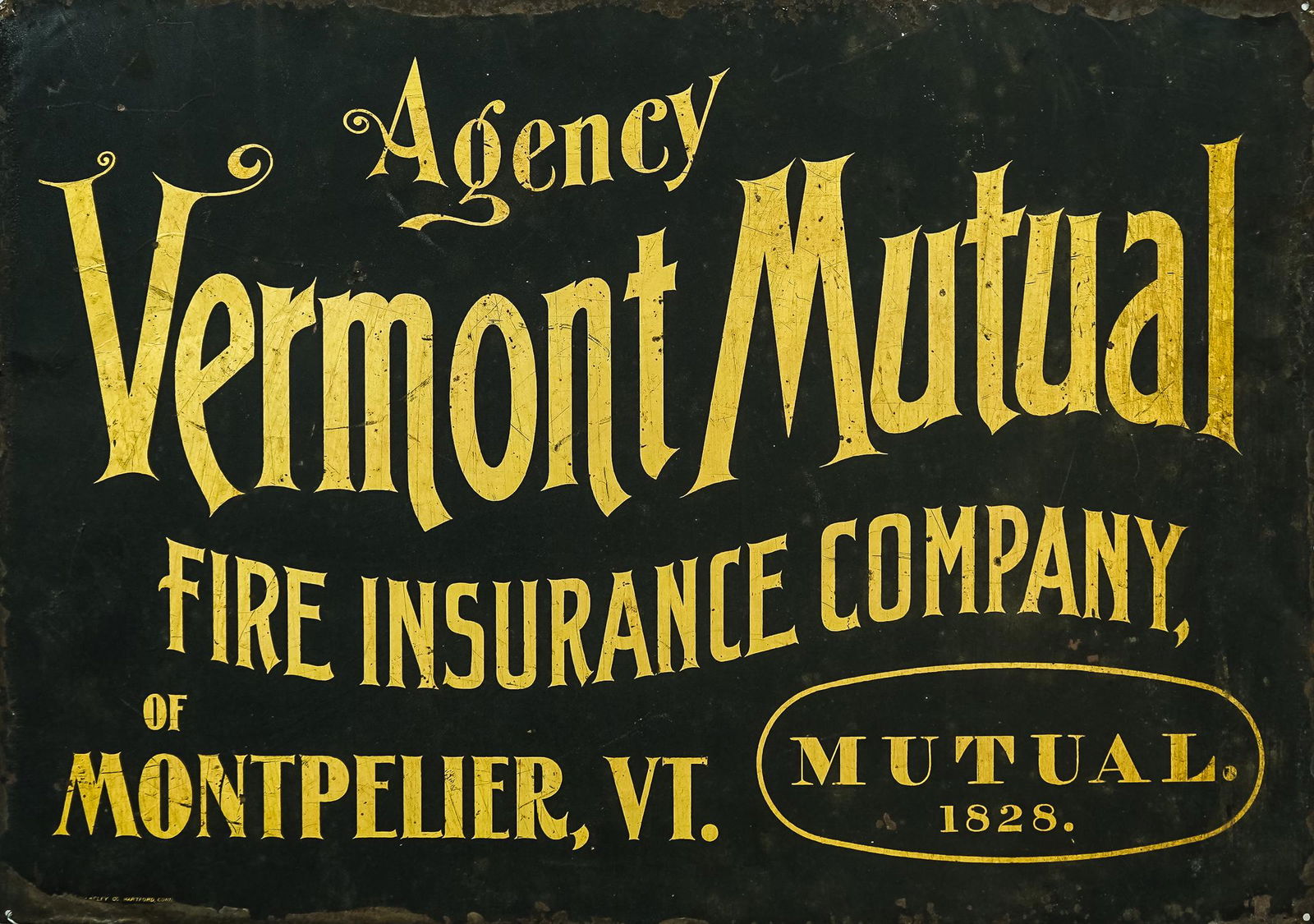 Vermont Mutual Agency of Montpelier Gilt Sign (1 of 2)