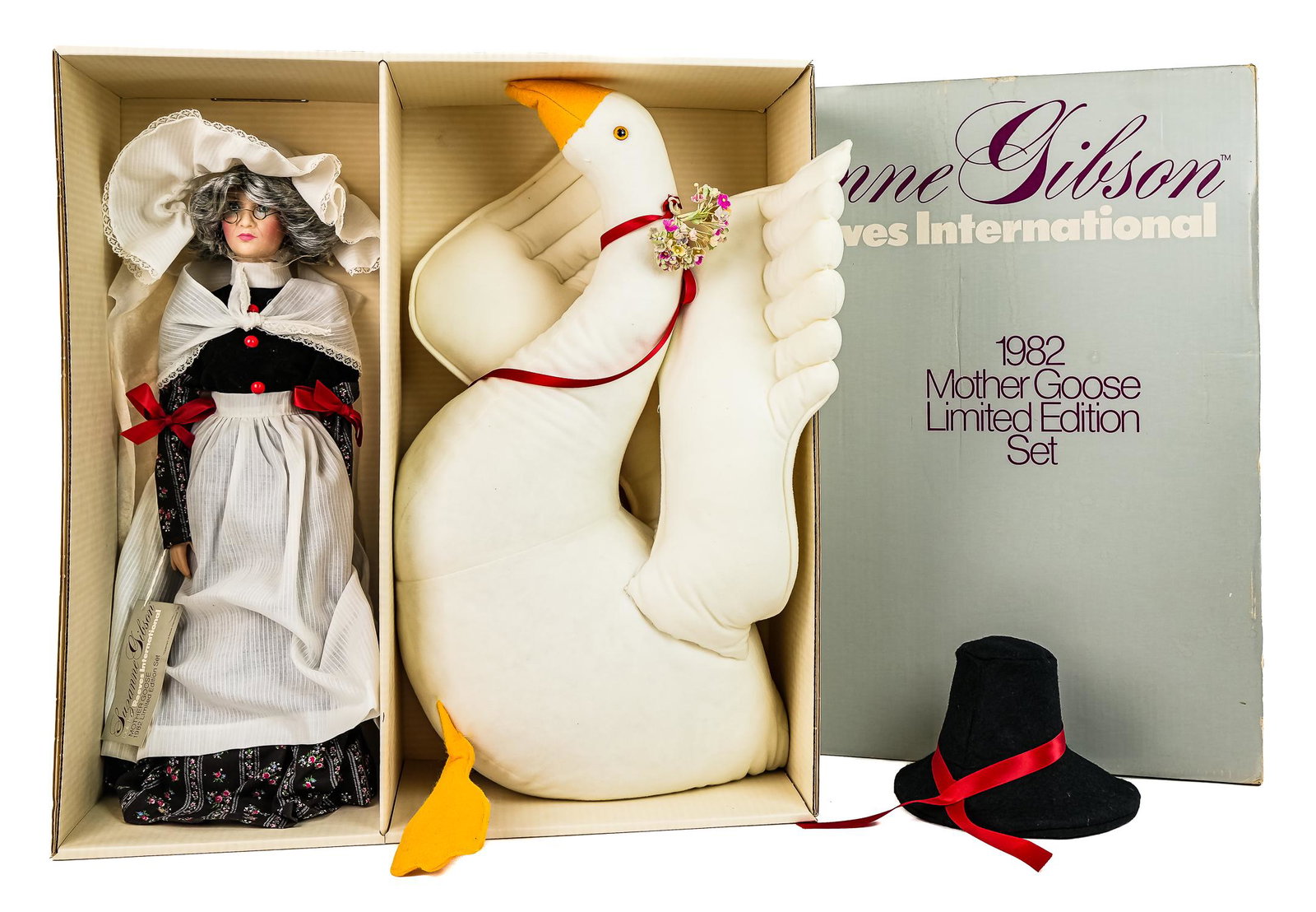 1982 Suzanne Gibson Mother Goose: 1982 Suzanne Gibson Mother Goose limited edition set, MIB, new mint in box (MIB), never removed from box, box in very good condition, shows minor wear