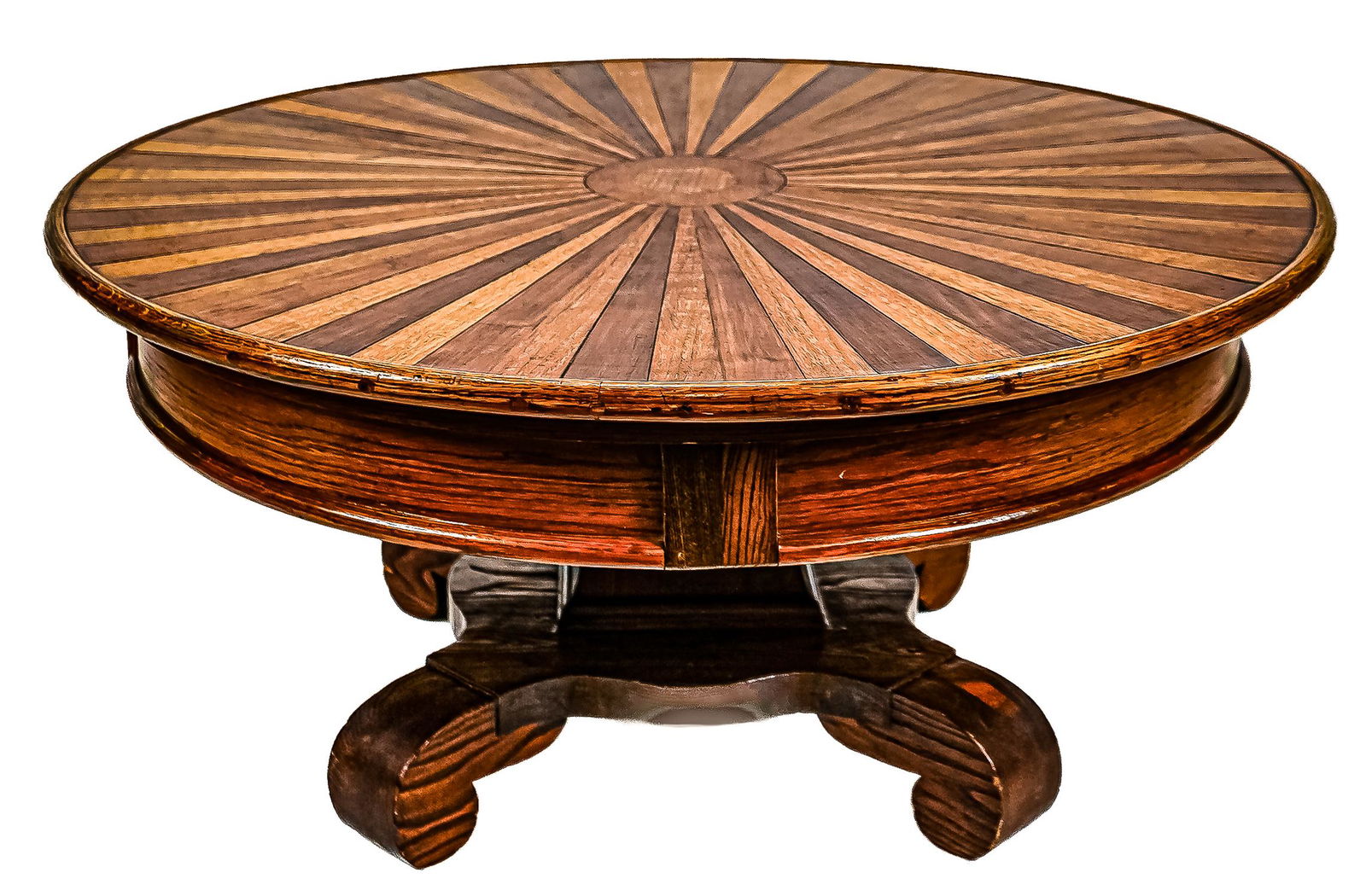 Inlaid Oak Sunburst Coffee Table (1 of 6)