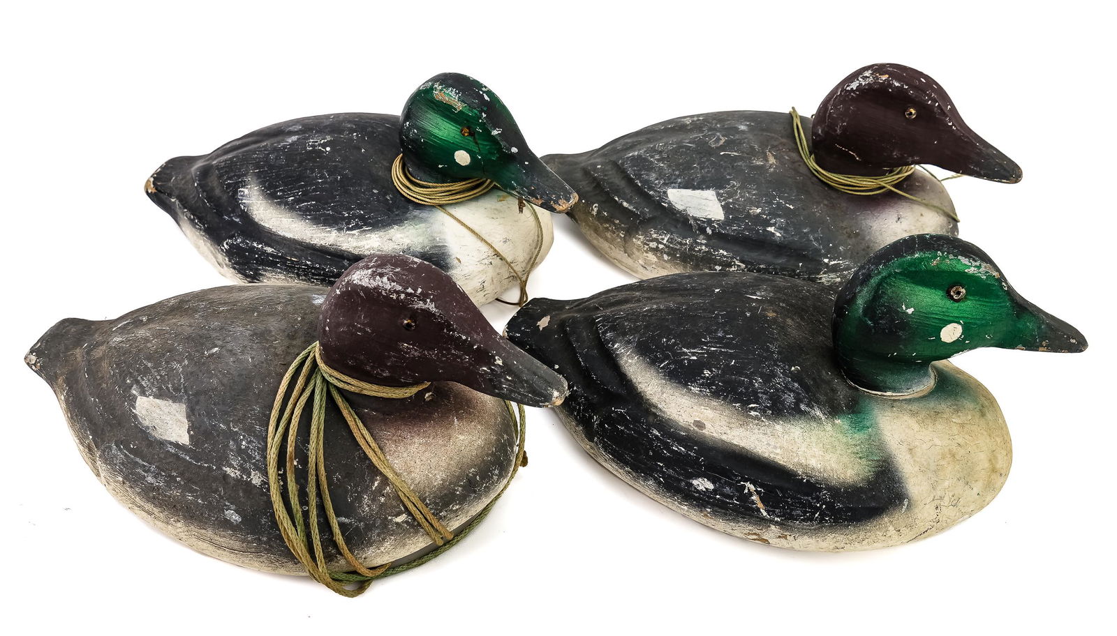 4 mid 20th c. Wood Body Mallard Decoys (1 of 3)