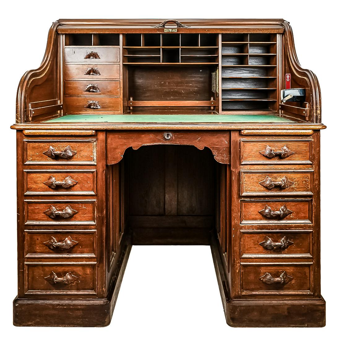 Late 19th c Walnut "S" Roll top desk (1 of 6)