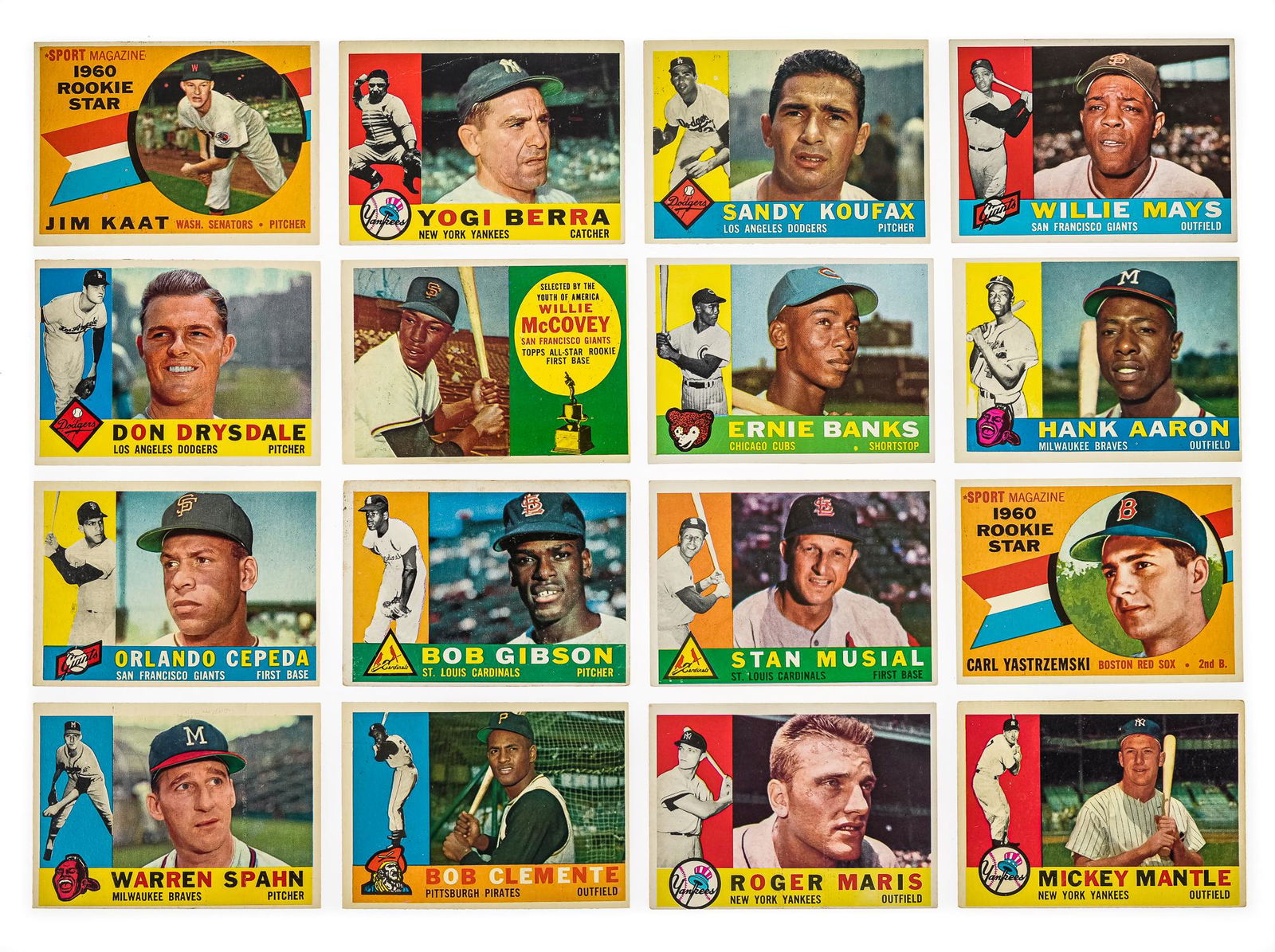 16 Topps 1960 Star Player Baseball Cards (1 of 3)