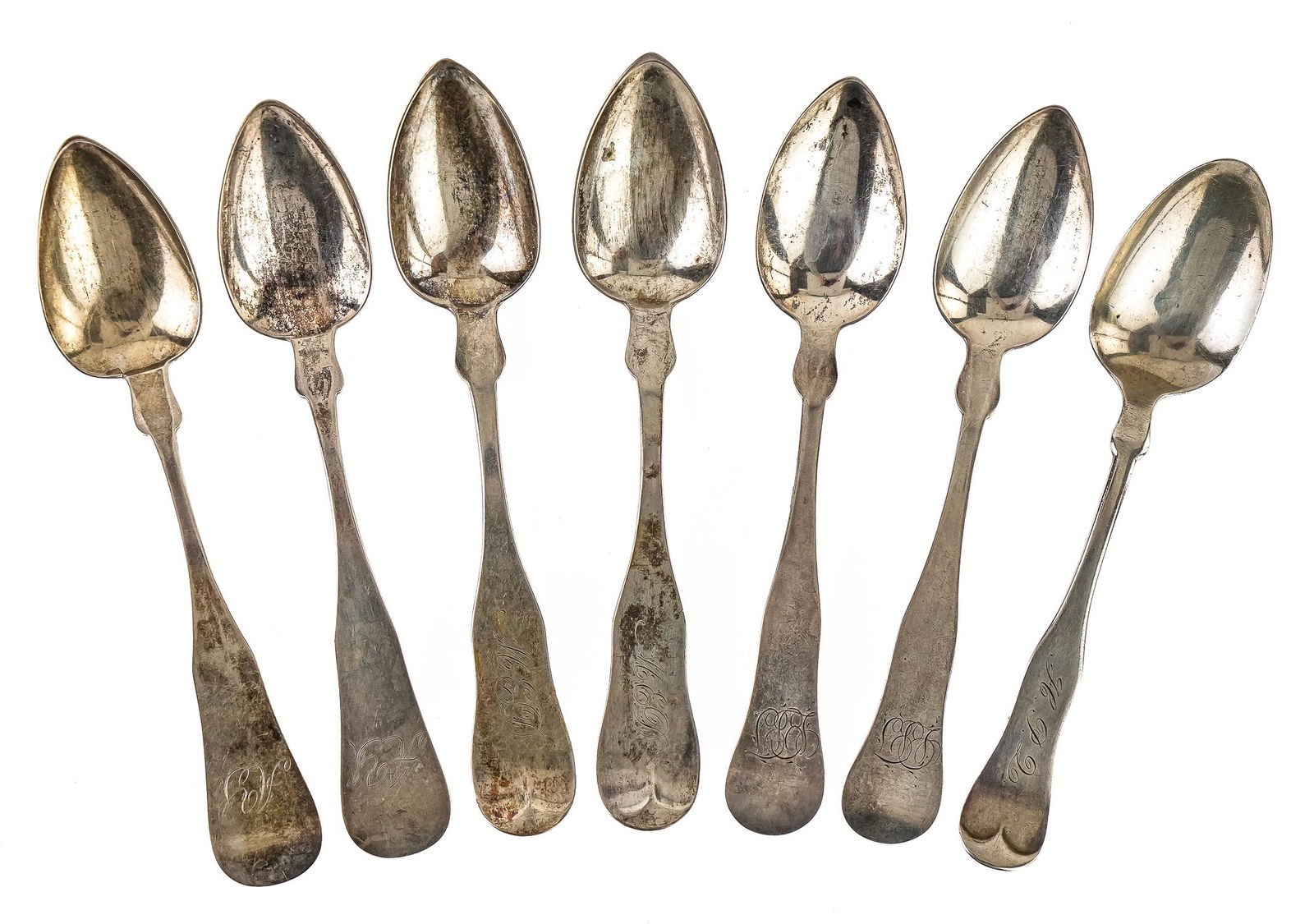 7 Early American Coin Silver Teaspoons (1 of 2)