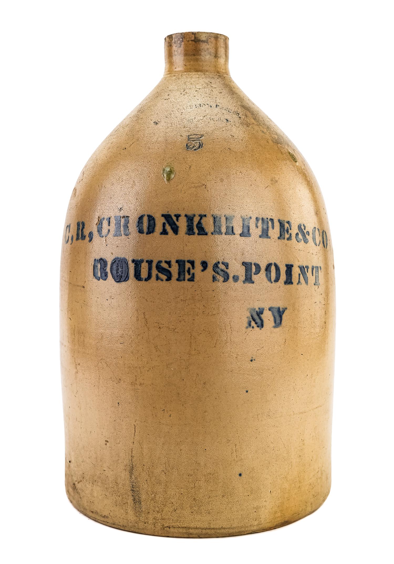 Rouses Point NY 5 Gallon Stoneware Jug (1 of 4)