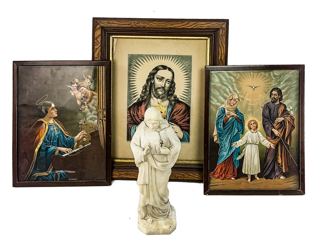 Religious Prints, Carved Alabaster Statue (1 of 3)