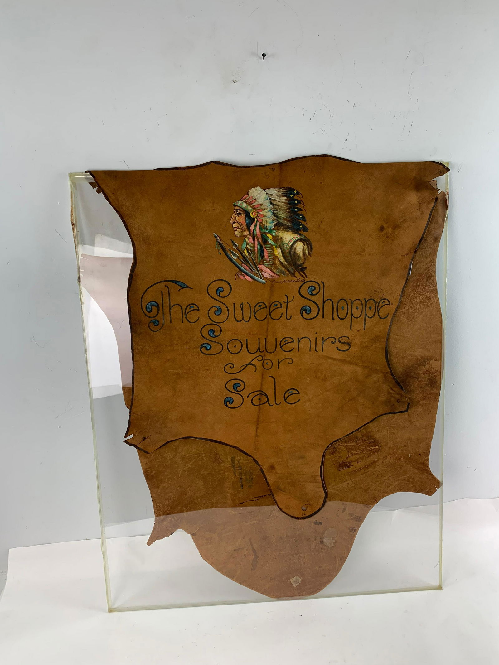 Two Circa 1910 Leather paintings of First Nations Warriors (1 of 3)