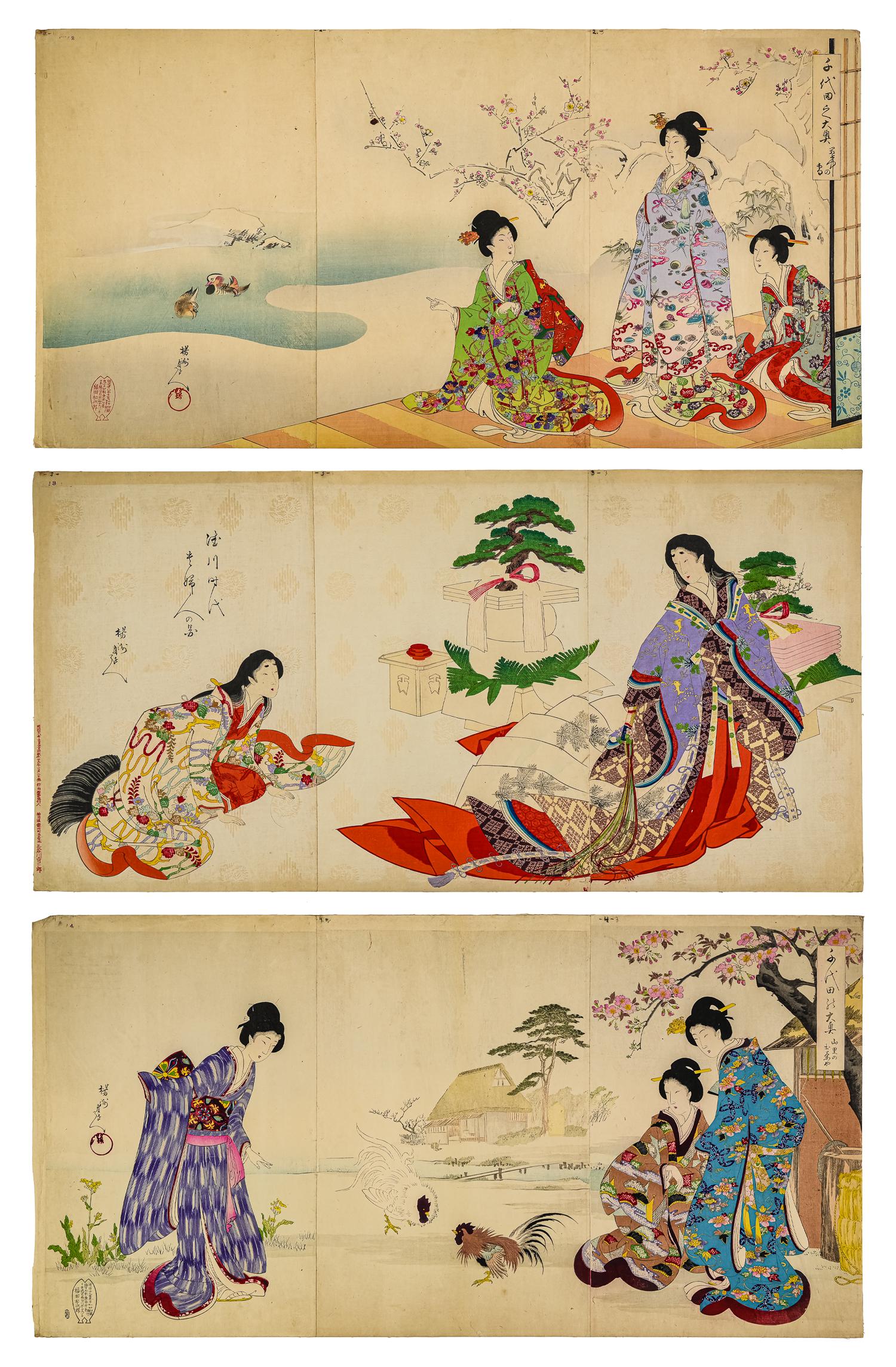 Chikanobu Yoshu (1838-1912) Three Triptychs (1 of 11)