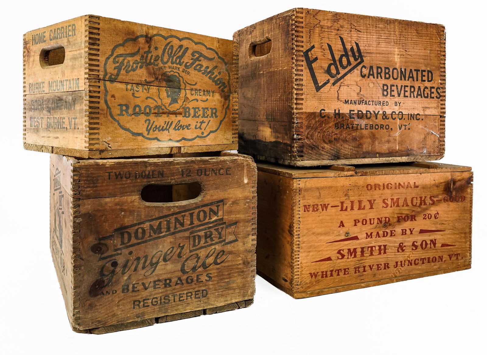 Four Vermont Wooden Advertising Crates (1 of 4)