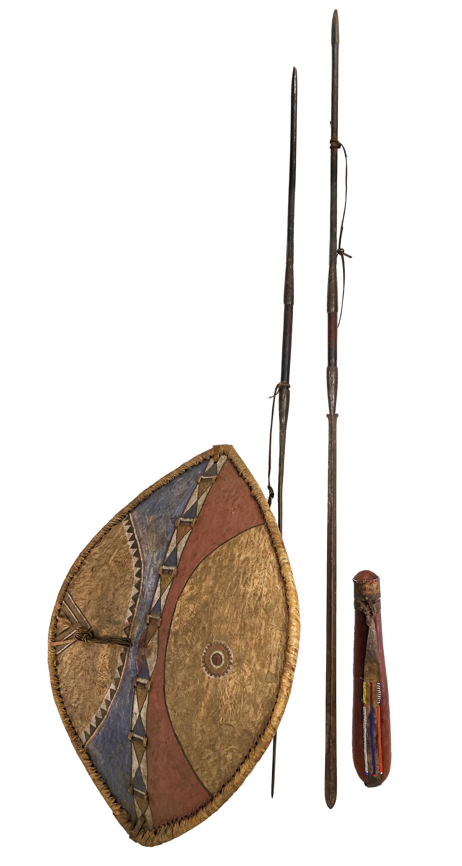 Maasai Shield with Two Spears (1 of 5)