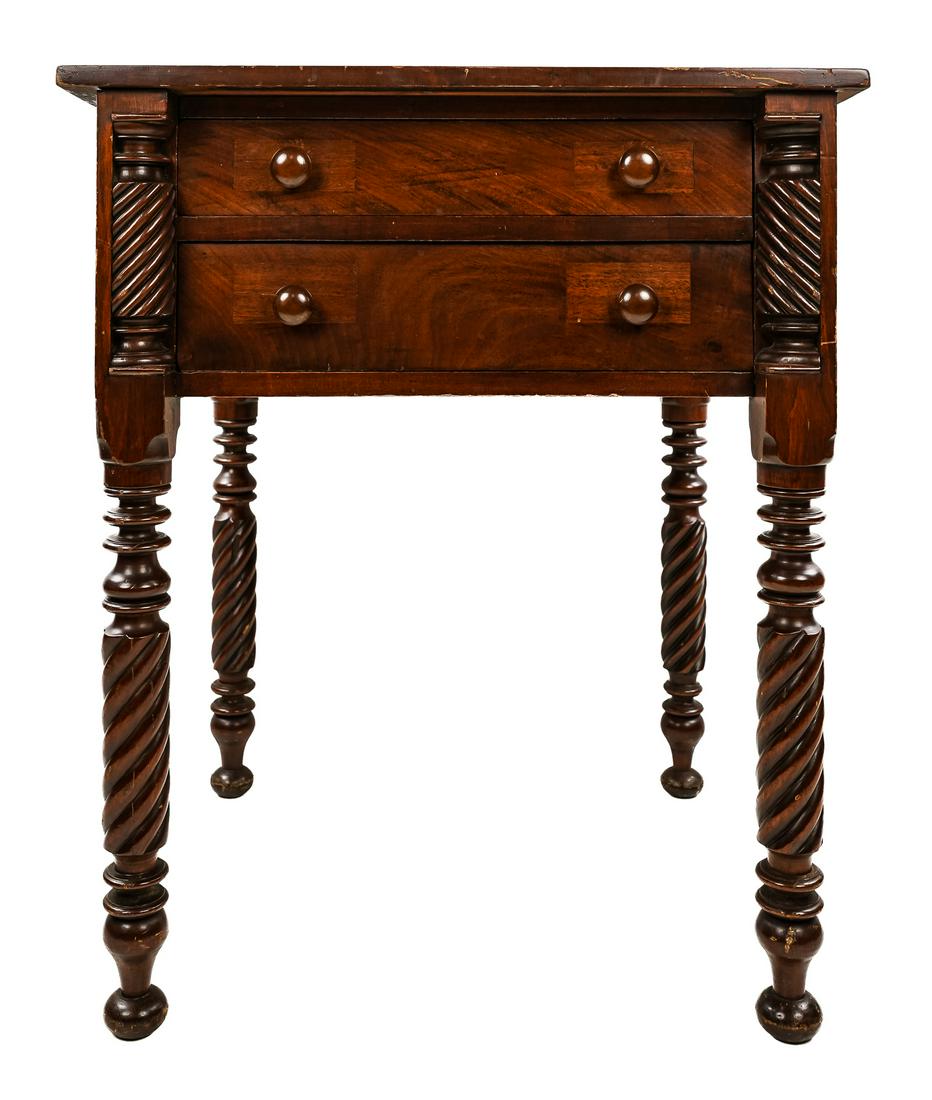 19th c Sheraton Mahogany 2 Drawer Stand (1 of 5)