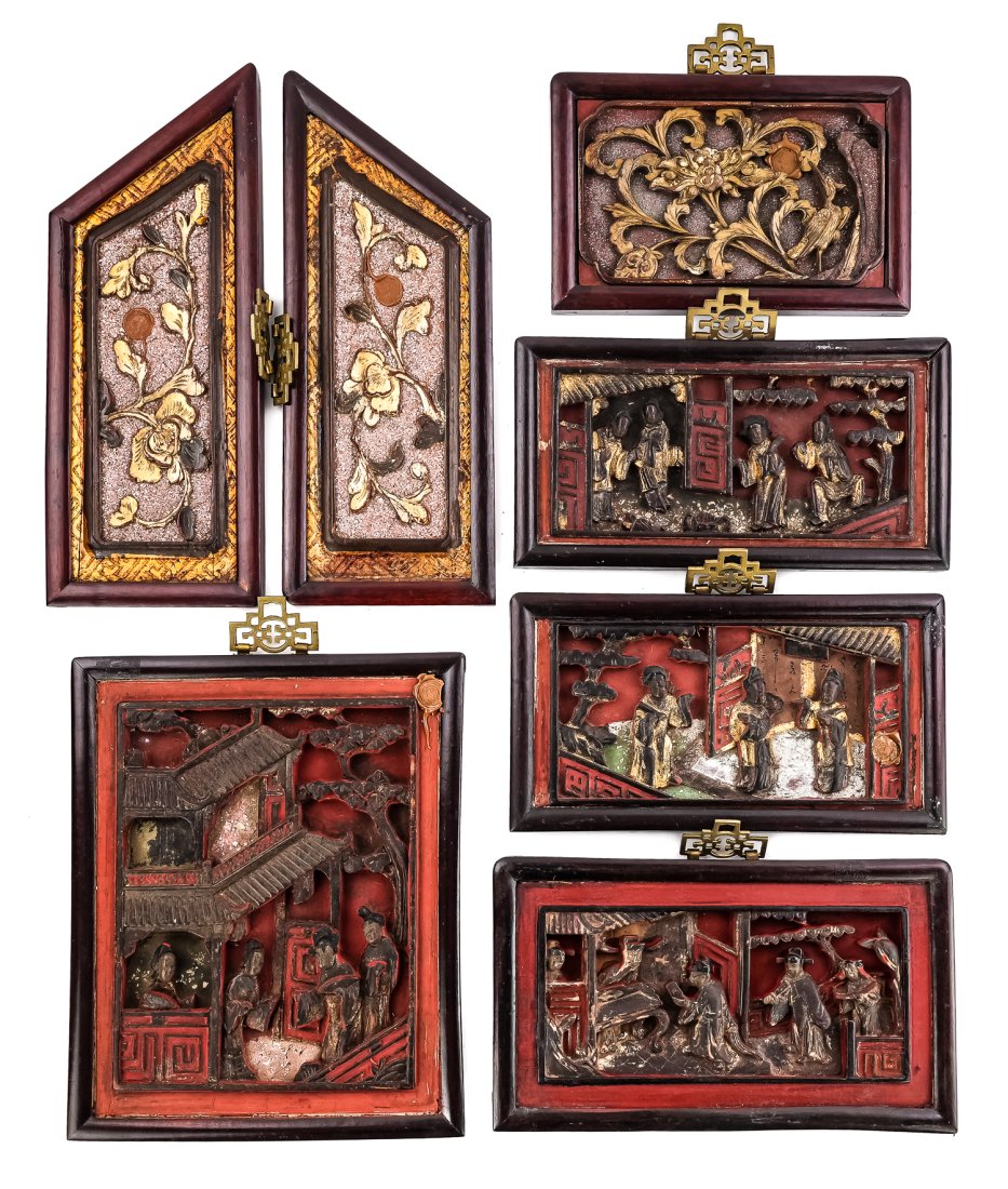 7 Qing Dynasty Chinese Carved Panels (1 of 1)