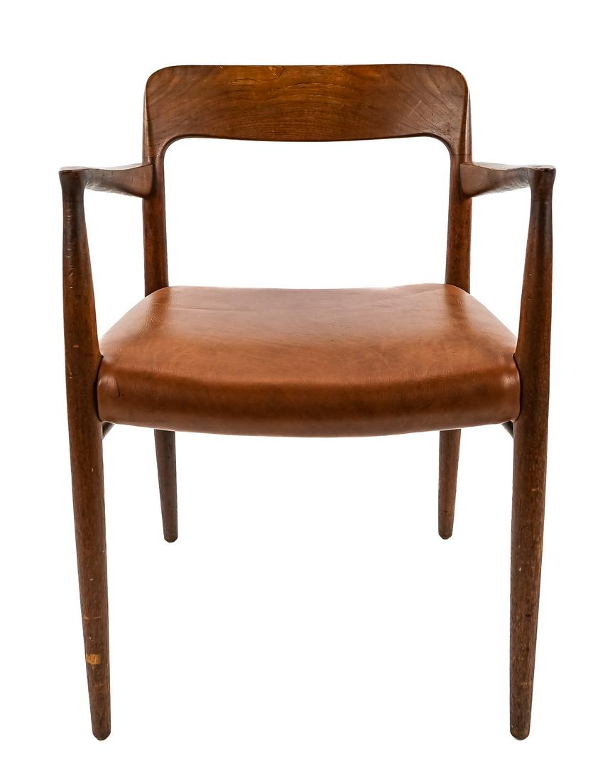 Set of 8 Niels O. Moller for JL Moller Dining chairs: Set of 8 Niels Otto Moller for JL Moller Danish Teak Dining Chairs - set of eight chairs, six side chairs, two arm chairs in overall excellent condition, nicely reupholstered with chocolate leatherett