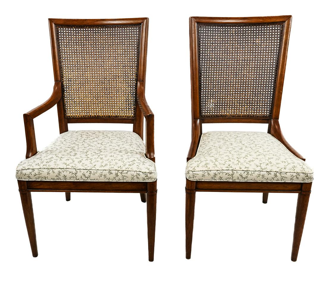 Set of 6 Henredon Folio Three Modern Design Chairs: Set of Six Henredon Folio Three Modern Design dining chairs in walnut with later floral upholstery.