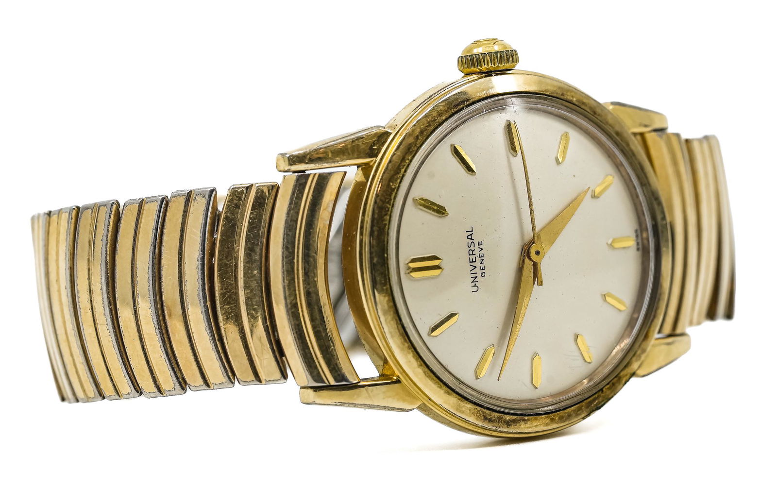 Universal Geneve Men's Wrist Watch: Universal Geneve mens wrist watch, in original box, stem wind, appears to be running, not warranted